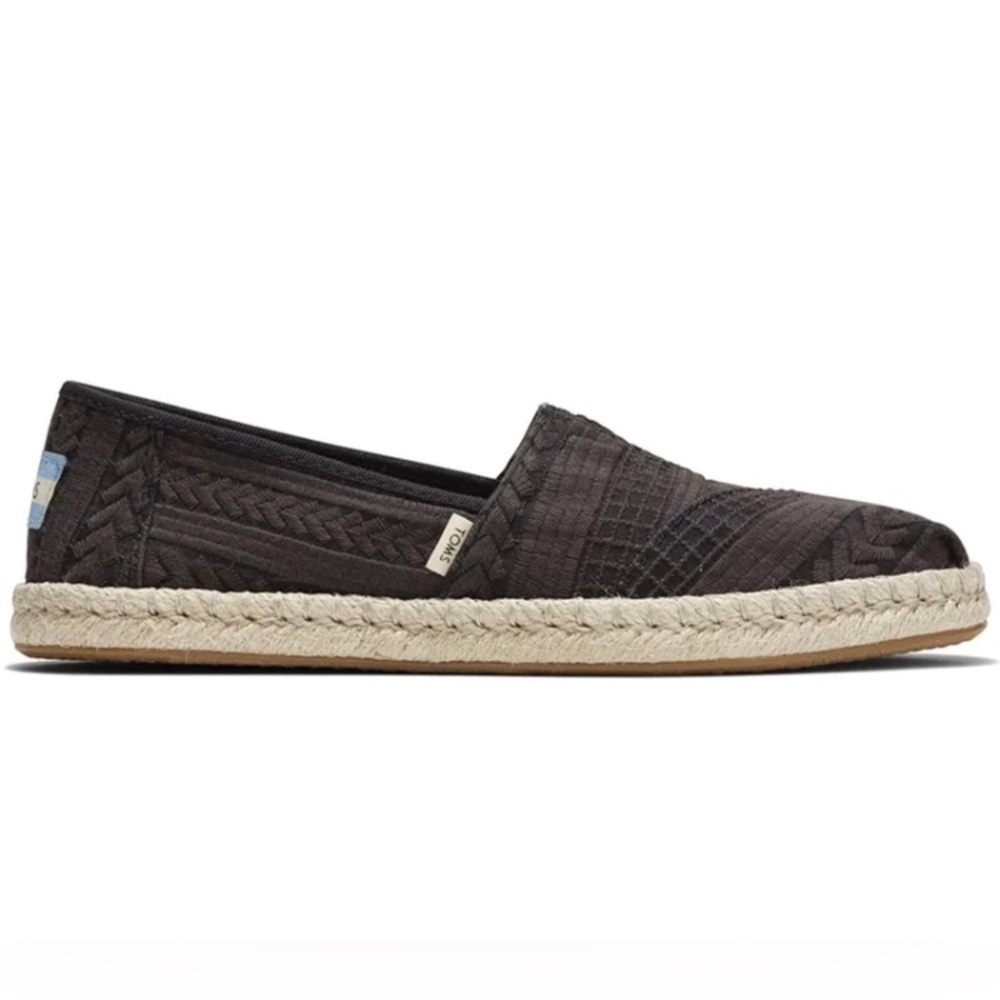 Toms embroidered alpargata espadrille flats black size 8.5
